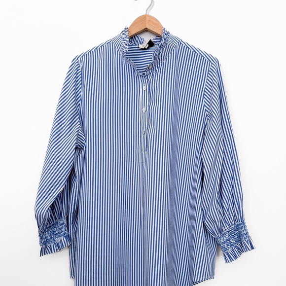 Tuckernuck Tops - Tuckernuck Blue and White Stripe Teagan Popover Top